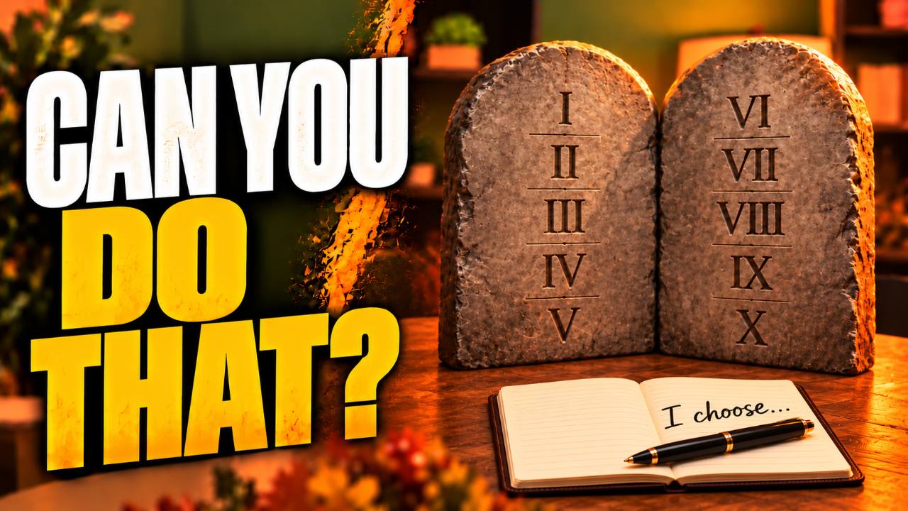Can You Do That? thumbnail with the Ten Commandments tablets and an open notebook reading ‘I choose…’.