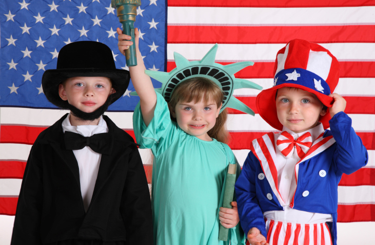 Patriotic kids in costume