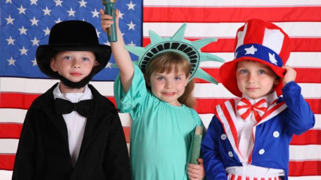 Patriotic kids in costume